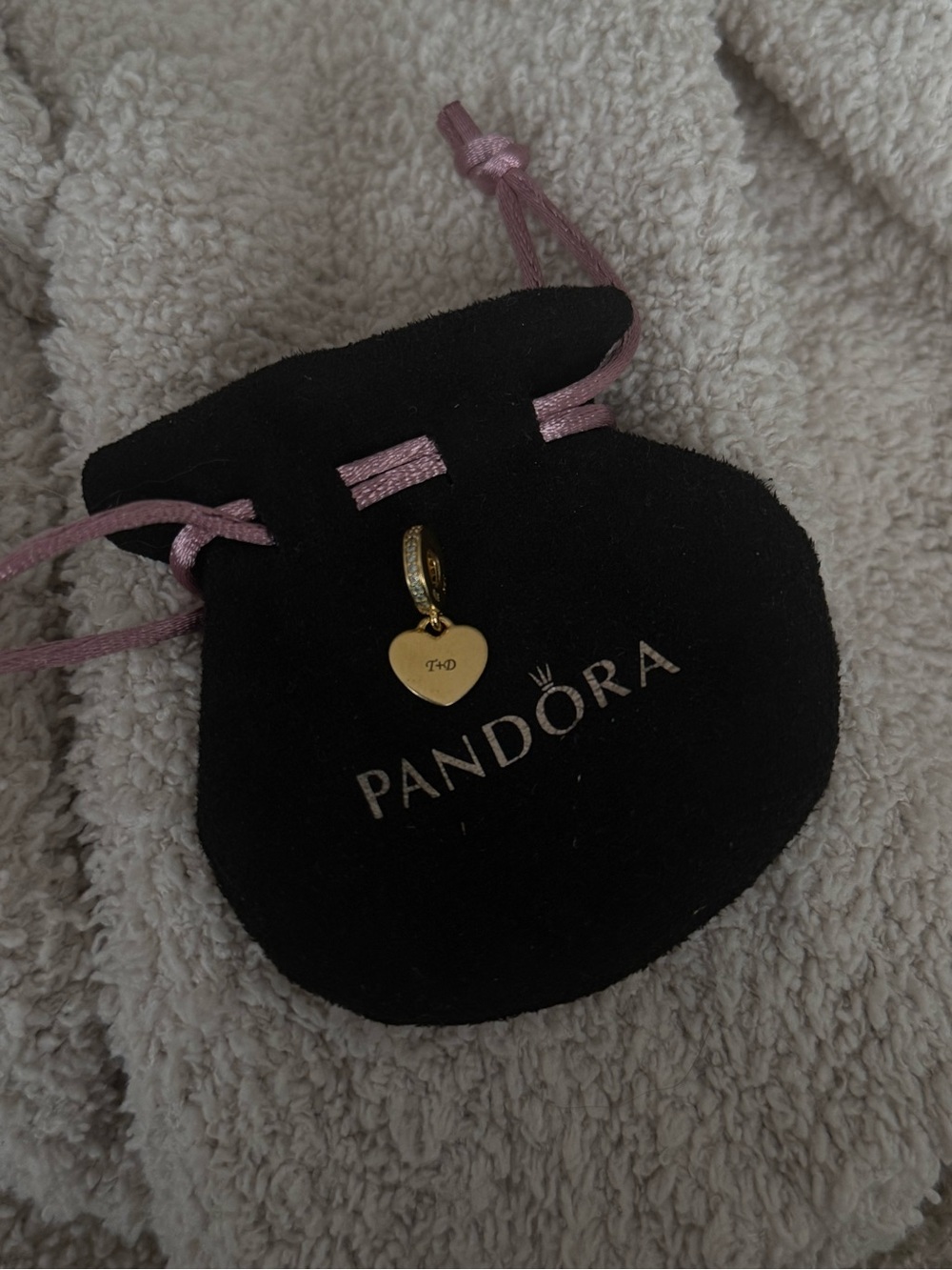 Pandora Gold Heart Charm with Engraving